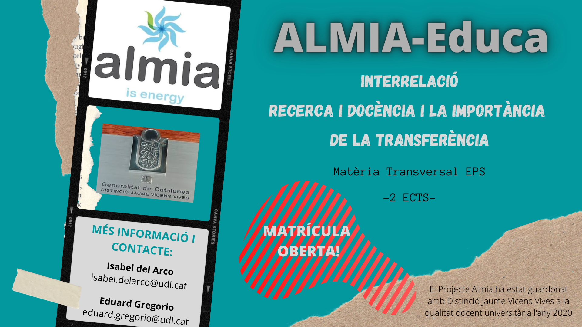 ALMIA-Educa Interrelació recerca i docència i la importància de la transferència